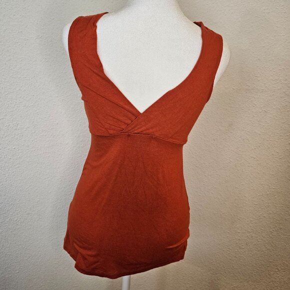 Karen Kane Rust Orange Twist Front Stretch Orange Tank Sleeveless Women XS - Picture 3 of 9